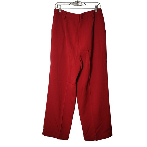 Linda Allard Ellen Tracy Red Wool Womens Trousers Size 12 Made In Korea - Picture 10 of 11